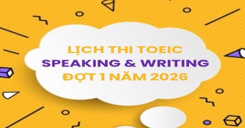LỊCH THI TOEIC NÓI VIẾT ĐỢT 1 NĂM 2026